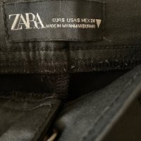 Кожен черен елегантен панталон клин Zara цип на крачола, снимка 7 - Панталони - 42353534
