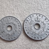 Монети. Гърция. 10 и 20 лепта. 1954 и 1959 година. Алуминий.  , снимка 3 - Нумизматика и бонистика - 39227077