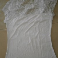 Дамска бяла тениска  с дантела Lily Doll, размер S, снимка 9 - Тениски - 41067819