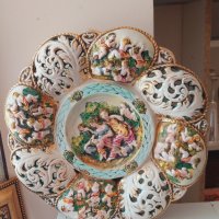 Порцеланова фруктиера ''Каподимонте''Capodimonte Porcelain, снимка 5 - Антикварни и старинни предмети - 41580483