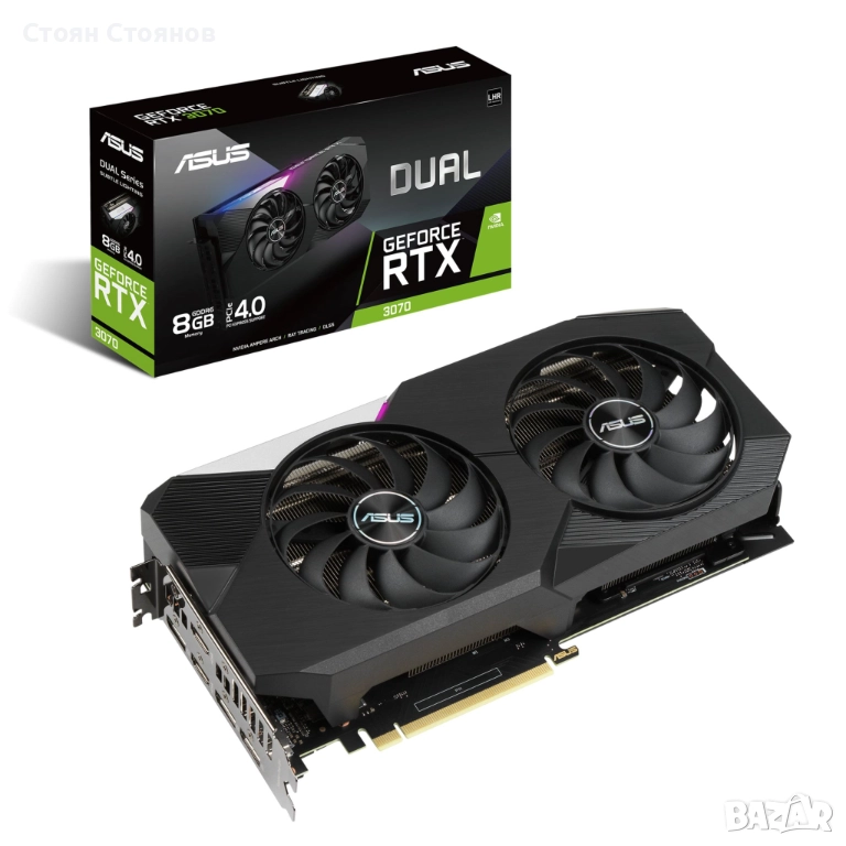 Видео карта ASUS GeForce RTX 3070 8GB Dual V2 LHR - DUAL-RTX3070-8G-V2, снимка 1