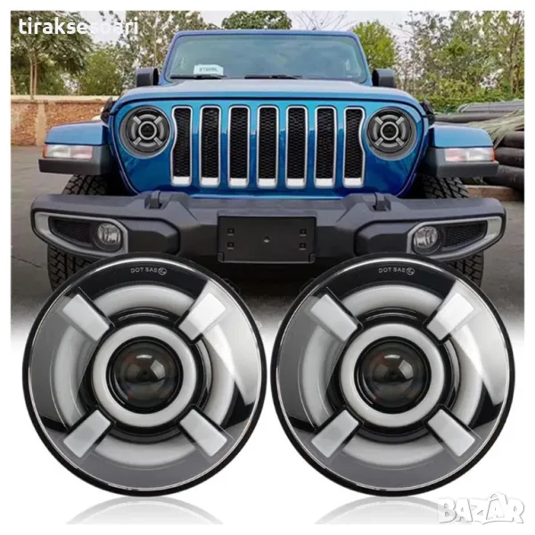 НОВ МОДЕЛ Devil Eye 200W 7 Инч Диодни Фарове за Lada Niva Jeep Wrangler, снимка 1