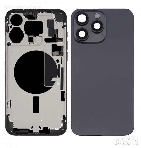 Капак батерия / Задно стъкло Оборудван + Магнит за iPhone 15 Pro Max 6.7 / Черен / Баркод : 483835, снимка 1