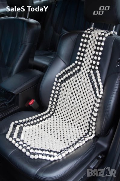 Масажор за кола, калъф за седалка, дървени топчета, черен, снимка 1