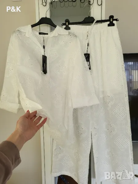 летен дантелен сет от две части - риза и панталон , снимка 1