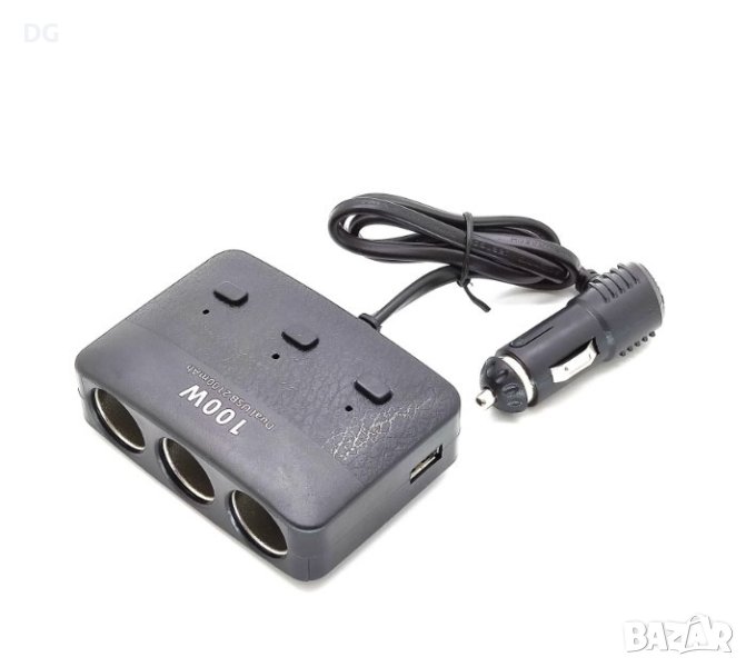 Разклонител за запалка 3-ка + 2 USB 1636, снимка 1