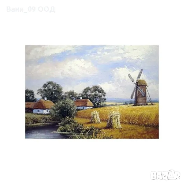 100см! Голяма картина-канава "Мелница в полето", снимка 1
