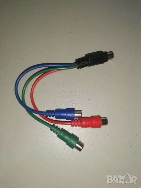 Аудио/ видео кабел - 3.5mm жак с 4 пина (видео букса) <-> 3 чинча, снимка 1