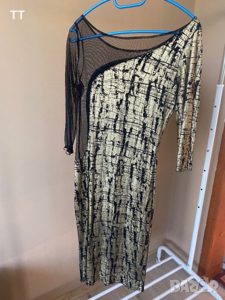 Дамска рокля черно златно мрежа С/М размер, снимка 1
