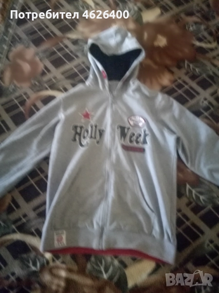 Продавам сиво горнище-суйтчър с качулка и цип-Калифорния-Holly weak, снимка 1