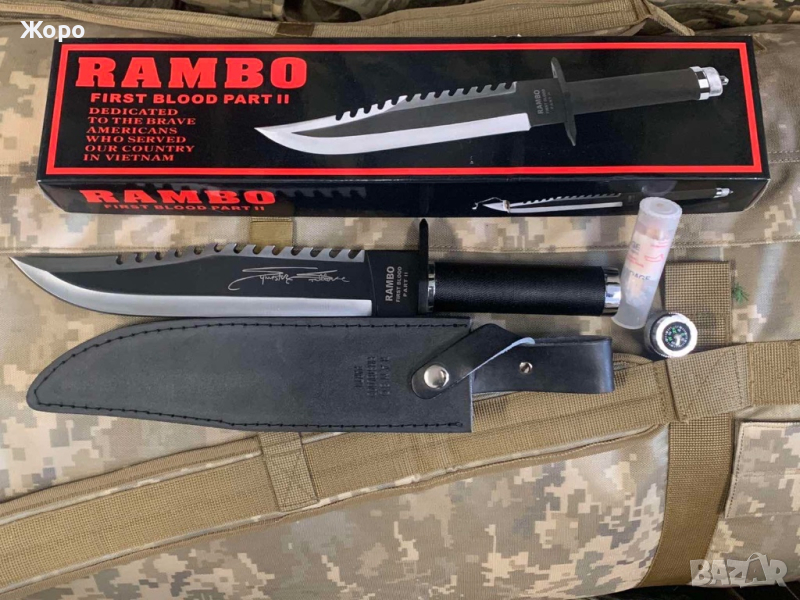 Нож “RAMBO”+Подарък-Гривна за Оцеляване, снимка 1