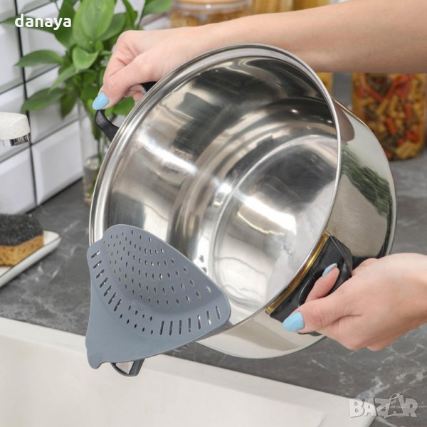 2405 Пластмасов гевгир за тенджера уред за отцеждане, снимка 1