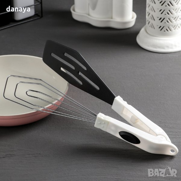 2697 Кухненска щипка и шпатула 2 в 1 със заключващ механизъм, снимка 1