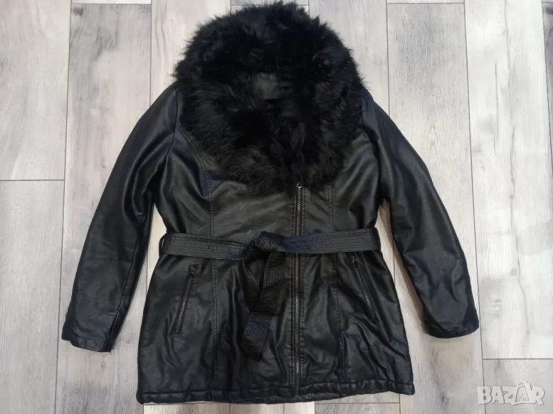 Кожено яке с пух размер ХЛ , снимка 1