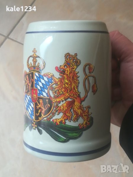 Немска халба за бира. Бавария. HUBER. Чаша. Герб. Germany. Голяма халба ...