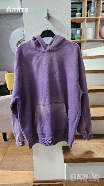 Суитшърт с изтъркан ефект худи, снимка 1