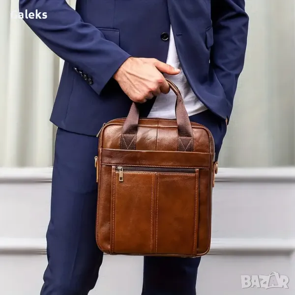 Мъжки, Функционален Бизнес Кежуал за през рамо от Истинска кожа! Кросбоди Чанта с профи насоченост!, снимка 1