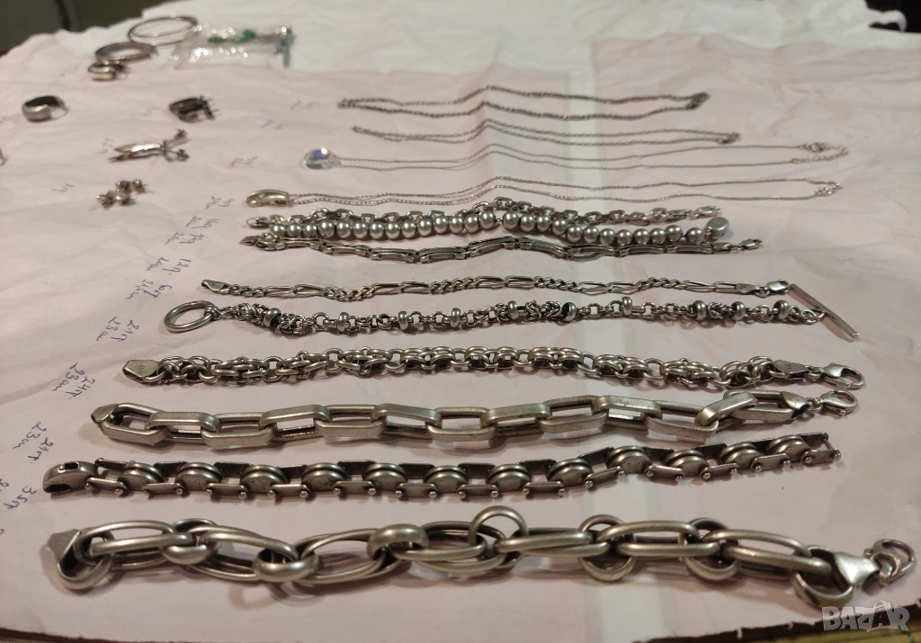 Сребърни бижута-гривни, колиета, обеци 925, снимка 1