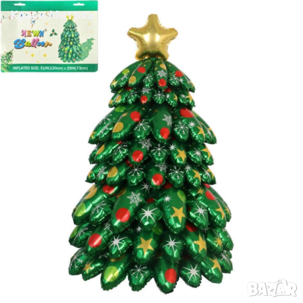 Коледни балони 9 части - 3D Коледна елха с цветни ярки акценти, снимка 1