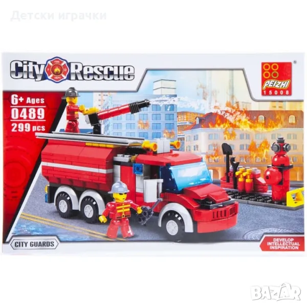 Конструктор City Пожарна кола, пожарникари, 299ч 6+, снимка 1