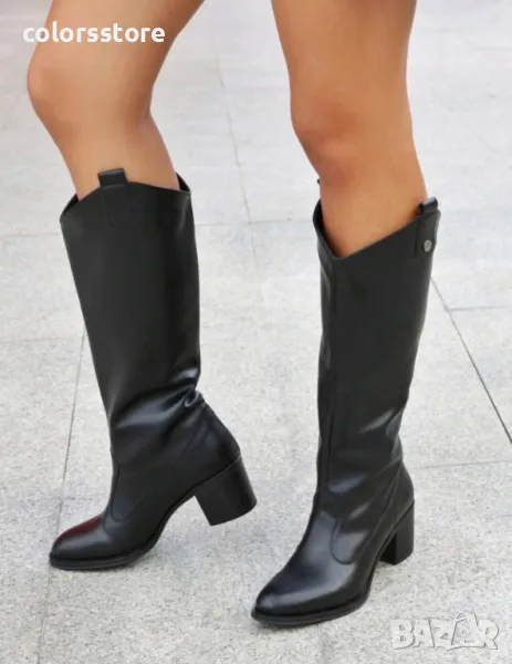 Ботуши на ток - черна кожа - TL10, снимка 1