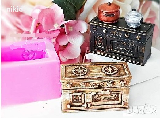 3D Готварска печка котлони силиконов молд форма калъп гипс фондан сапун декор украса, снимка 1