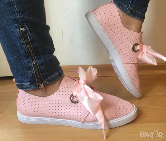 Дамски обувки със сатенена панделка , снимка 1