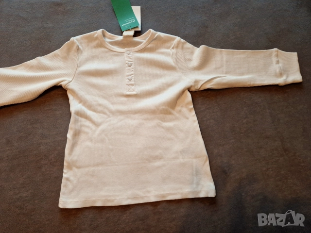 1-2г 92см Блуза с дълъг ръкав, памук, бяла, нова, с етикет 