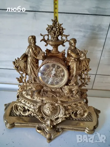 Бронзов Каминен Часовник със Свещник-70 Години Със Кварцов Механизъм Работи Перфектно , снимка 15 - Антикварни и старинни предмети - 48730927