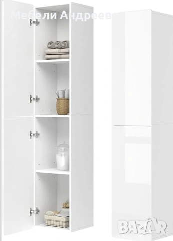 Висока колона/шкаф бял гланц Vicco 4722, снимка 6 - Шкафове - 53766612