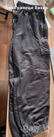 Нови Мъжки Спортни Панталони Jogger Черни С Джобове Ластик И Цип Разтеглив Колан