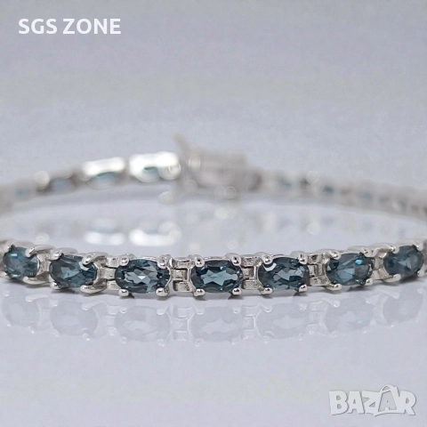 Ръчно изработена сребърна гривна с топаз Лондон