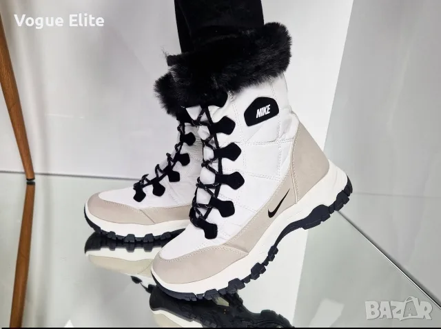 Намаление на дамски зимни боти с пух Nike в бяло, снимка 4 - Дамски боти - 56138671