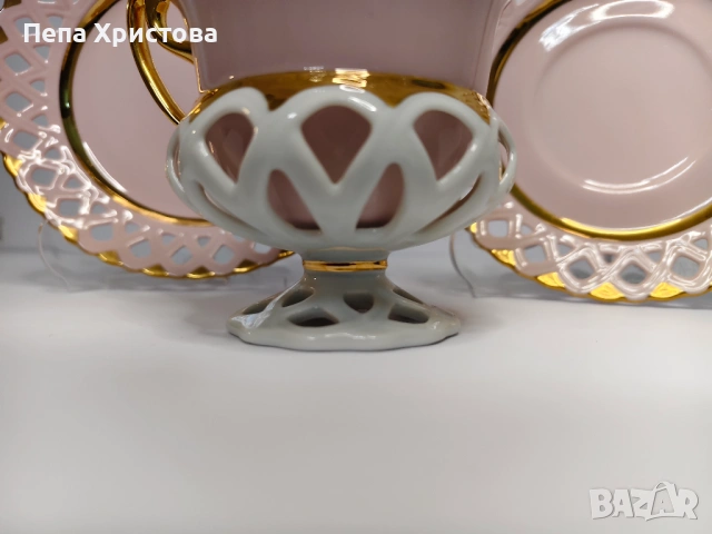 Чаша за чай от розов порцелан Haas & Czjzek (в Ходов, Чехия). , снимка 4 - Чаши - 53578994