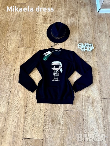 Страхотен ежедневен суичър от памук на Karl Lagerfeld в черен цвят. Нов продукт.Размери С М Л, снимка 6 - Суичъри - 52150519