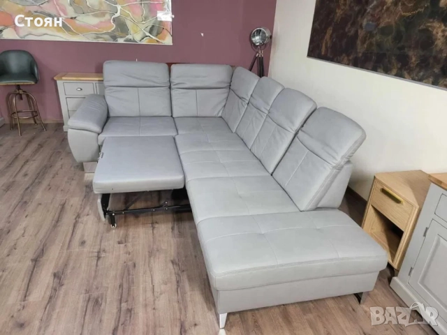 ПРОМОЦИЯ!!! Сив ъглов диван от плат с функция сън и ракла Rhone, снимка 7 - Дивани и мека мебел - 52830250