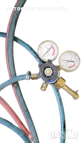 резач на кислород и газ с манометри, винтил и защитни клапани 15 метров двоен маркуч, снимка 3 - Други инструменти - 52342782