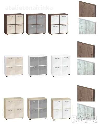 Етажерка Кубо 4 с четири вратички постформинг