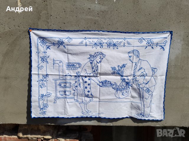 Старинен бродиран ковьор,покривка за стена #22