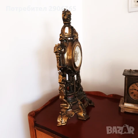 Стар каминен часовник механичен работещ, снимка 7 - Антикварни и старинни предмети - 50898927