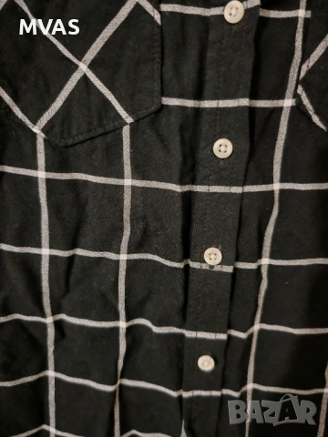 Нова дамска черна карирана риза S размер, снимка 3 - Ризи - 53564917