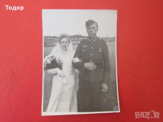Стара немска снимка войник 3 Райх Сватба , снимка 3 - Колекции - 36057566