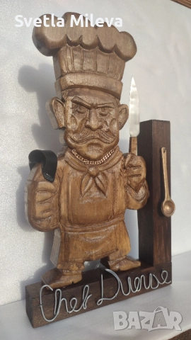Шеф Дуенде/Chef Duende – двулицева дърворезба /дърворезбена скулптура/, снимка 4 - Декорация за дома - 52845514