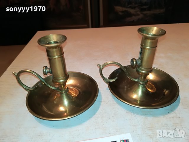 СВЕЩНИЦИ ОТ ФРАНЦИЯ 2бр-МЕД/МЕСИНГ 1911221958, снимка 2 - Антикварни и старинни предмети - 38728076