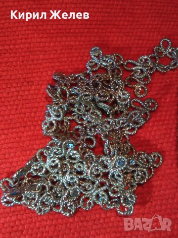 ПОСРЕБРЕНА СКЪПОЦЕННА ОГЪРЛИЦА със СИНИ ФАСЕТИРАНИ КРИСТАЛИ АРТ ДЕКО КОЛИЕ ФИЛИГНАРЕН ТИП 25889, снимка 4 - Колиета, медальони, синджири - 35585916