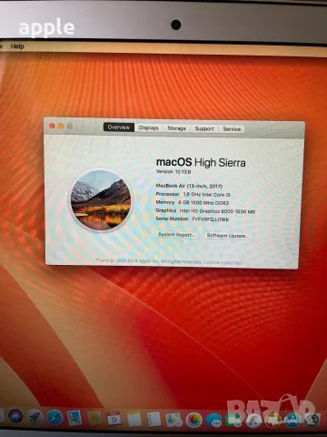 13" Core i5 MacBook Air А1466 (2017)-8GB RAM/128GB SSD, снимка 6 - Лаптопи за работа - 51419809