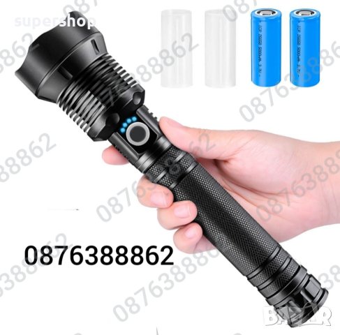 ПРОМО! Мощен Лед фенер 900000W POLICE 24см,USB, Акумулаторен, Зуум, Водоустойчив, снимка 9 - Екипировка - 41764132