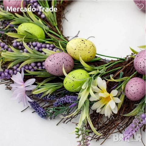 Декоративен великденски венец Mercado Trade, Яйца и лавандула, снимка 3 - Декорация за дома - 53774338