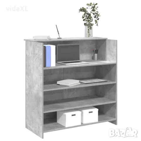 vidaXL Приемно бюро, бетонно сиво, 100x50x103,5 см, инженерно дърво, снимка 2 - Бюра - 56147065