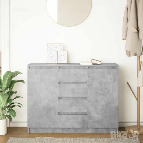 vidaXL Бюфет с чекмеджета, бетонно сив, 100,5x35x76см, инженерно дърво, снимка 3 - Бюфети - 56147049